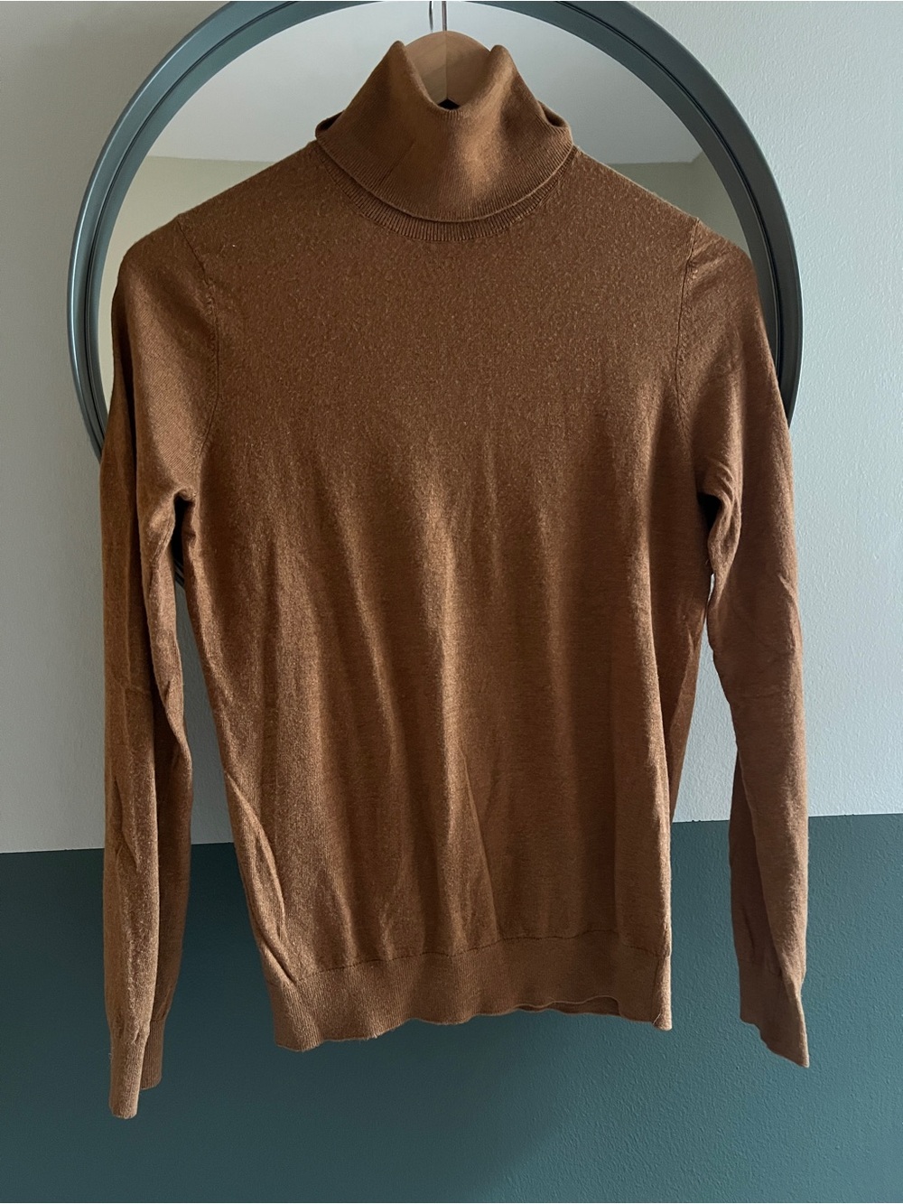 Chestnut Cableknit Turtleneck Sweater — S — Mango MNG